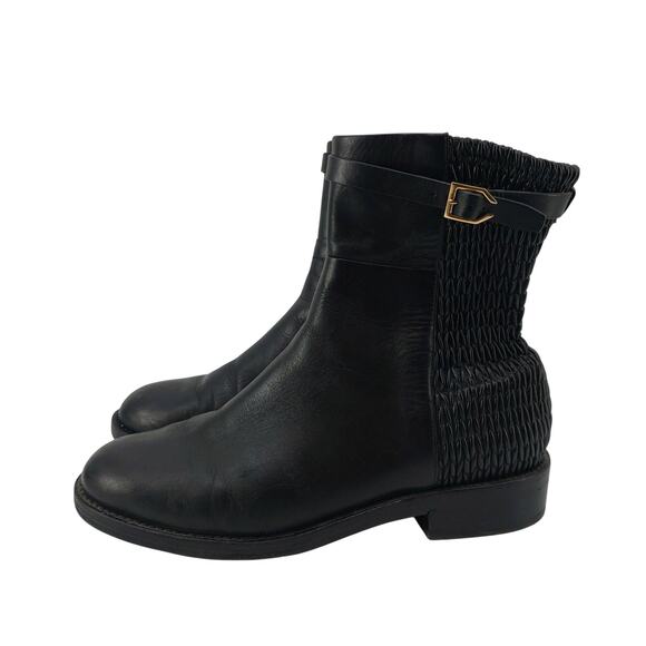 Cole Haan Womens Size 9 Leather Boots Black W12055 Stretch Buckle
